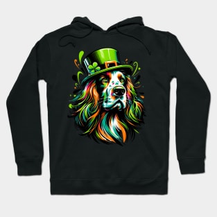 Vibrant English Setter Celebrates Saint Patrick's Day Hoodie